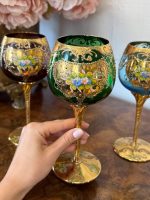 4gab liela izmēra vīna glāzes, apgleznotas, Murano stikls (6010) - Image 5