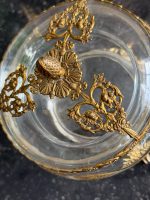 Antīks stikla trauks ar apzeltījumu un rokailas bronzu — antique glass bronze bowl — Francija, 19. gs. beigas (6555) - Image 13