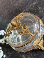 Antīks stikla trauks ar apzeltījumu un rokailas bronzu — antique glass bronze bowl — Francija, 19. gs. beigas (6555) - Image 14
