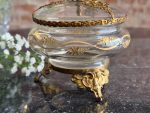 Antīks stikla trauks ar apzeltījumu un rokailas bronzu — antique glass bronze bowl — Francija, 19. gs. beigas (6555) - Image 10