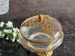 Antīks stikla trauks ar apzeltījumu un rokailas bronzu — antique glass bronze bowl — Francija, 19. gs. beigas (6555) - Image 2