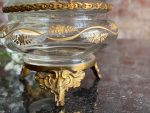 Antīks stikla trauks ar apzeltījumu un rokailas bronzu — antique glass bronze bowl — Francija, 19. gs. beigas (6555) - Image 5
