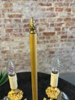 Lampe de table avec figure féminine, finition or brillant, base en marbre noir, taille moyenne, 4 ampoules (6391) – Image 12