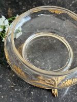 Antīks stikla trauks ar apzeltījumu un rokailas bronzu — antique glass bronze bowl — Francija, 19. gs. beigas (6555) - Image 9