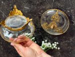 Antīks stikla trauks ar apzeltījumu un rokailas bronzu — antique glass bronze bowl — Francija, 19. gs. beigas (6555) - Image 8