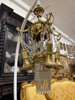 Antik messing og krystal lysekrone i Louis XVI-stil (5991)