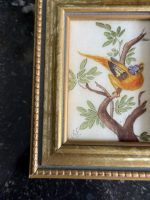miniatūra glezniņa uz auduma, zelta krāsas rāmī, viegla pēc svara (6554) - Image 4