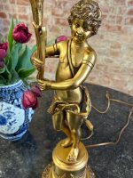 misiņa/bronzas galda lampa ar eņģeļa figūru, liela izmēra, 6 spuldzēm, smaga (6412) - Image 13