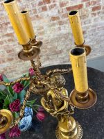 misiņa/bronzas galda lampa ar eņģeļa figūru, liela izmēra, 6 spuldzēm, smaga (6412) - Image 7
