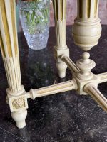 Kleiner Stuhl, Hellbeige mit Pastellgrünem Stoff (6564) – Bild 12