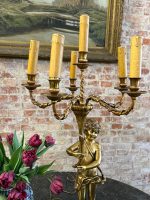 misiņa/bronzas galda lampa ar eņģeļa figūru, liela izmēra, 6 spuldzēm, smaga (6412) - Image 3