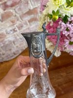 Antīka jūgendstila stikla karafe ar reljefu metāla apdari un gravējumu (Antique Art Nouveau Glass Carafe with Metal Mount) (5925) - Image 7