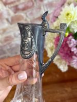 Antīka jūgendstila stikla karafe ar reljefu metāla apdari un gravējumu (Antique Art Nouveau Glass Carafe with Metal Mount) (5925) - Image 6