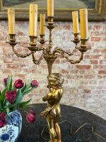 misiņa/bronzas galda lampa ar eņģeļa figūru, liela izmēra, 6 spuldzēm, smaga (6412) - Image 21