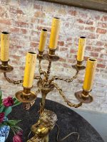 misiņa/bronzas galda lampa ar eņģeļa figūru, liela izmēra, 6 spuldzēm, smaga (6412) - Image 5