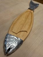 Liela izmēra koka, servējamā paplāte ar zivs motīvu (5718) - Image 2