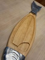 Liela izmēra koka, servējamā paplāte ar zivs motīvu (5718) - Image 11