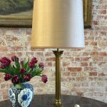 Bordlampe med kuppel, søjlemotiv, 2 pærer, mellemstor (6387)