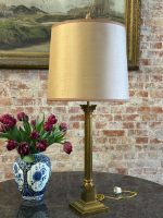 Bordlampe med kuppel, søjlemotiv, 2 pærer, mellemstor (6387)