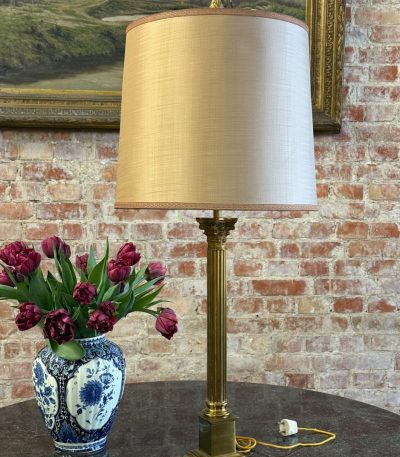 Bordlampe med kuppel, søjlemotiv, 2 pærer, mellemstor (6387)