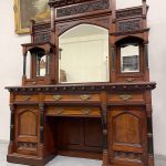Ļoti liela izmēra Viktorijas laikmeta tualetes sekretārs ar spoguļiem — R. Garnett & Sons, Anglija, ap 1880 (1179)