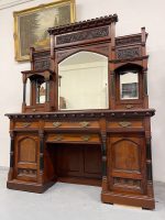 Ļoti liela izmēra Viktorijas laikmeta tualetes sekretārs ar spoguļiem — R. Garnett & Sons, Anglija, ap 1880 (1179)