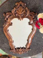 carved wooden wall mirror in rococo style signed grauby
