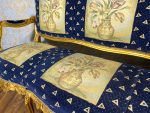 Zeltēts Luija XV salona komplekts ar ziedu gobelēnu, liela izmēra sofa + 2 lieli krēsli ar roku balstiem, (224) - Image 20