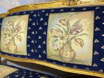 Zeltēts Luija XV salona komplekts ar ziedu gobelēnu, liela izmēra sofa + 2 lieli krēsli ar roku balstiem, (224) - Image 19