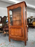 antique french louis xv style wooden display cabinet vitrine bronze hardware glass shelves