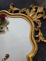 Zeltīts sienas spogulis ar akanta kroni — Luija XV stilā (Gilt Rococo Wall Mirror in Louis XV Style) (7091) - Image 4