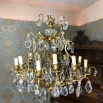 Bronzas Lampa ar Kristāliem, Liela Izmēra (3564)