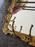 Gilt Brass Mirror Coat Rack with Hat Rack in Rococo Style (7090) - Image 10