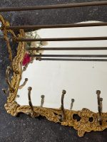 Gilt Brass Mirror Coat Rack with Hat Rack in Rococo Style (7090) - Image 9