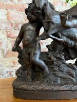 Terrakottafigur – putto med ged, Nyrokoko, Frankrig - Billede 9