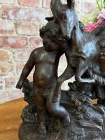 Terrakottafigur – putto med ged, Nyrokoko, Frankrig - Billede 8