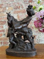 Terrakottafigur – putto med ged, Nyrokoko, Frankrig - Billede 3