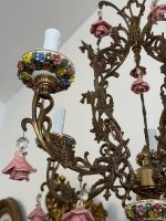 Griestu lampa ar puķītēm, vidēja izmēra, 5 spuldzēm, lampai ir gara ķēde, kuru var pēc nepieciešamības saīsināt (6669) - Image 8