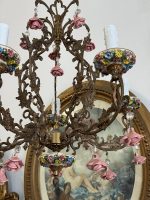Griestu lampa ar puķītēm, vidēja izmēra, 5 spuldzēm, lampai ir gara ķēde, kuru var pēc nepieciešamības saīsināt (6669) - Image 4