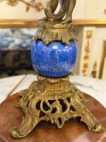 Galda lampa ar eņģeļa figūru, bez kupola, liela izmēra, bronza un marmora pamatne (5728) - Image 8
