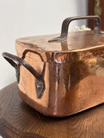 Sens kapara trauks ar vāku — historisma stilā - antique copper covered pan (5331) - Image 6