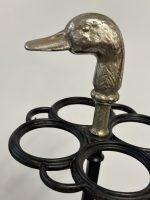Čuguna lietussargu un kamīna piederumu statīvs ar pīles galvas rokturi — historisma stilā, (Cast Iron Umbrella and Fireplace Stand with Duck Head Handle)(5318) - Image 4