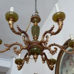 antique brass onyx chandelier 6 lights