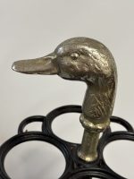 Čuguna lietussargu un kamīna piederumu statīvs ar pīles galvas rokturi — historisma stilā, (Cast Iron Umbrella and Fireplace Stand with Duck Head Handle)(5318) - Image 7