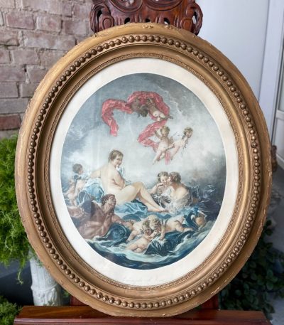 Magnificent 19th-century antique rococo print titled "Triomphe de Vénus" after François Boucher