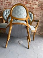 Grezns zeltīts salona mēbeļu komplekts ar gaiši zilu zīda apdari — Luija XVI stilā, (Antique gilded salon suite light blue silk) (2414) - Image 23