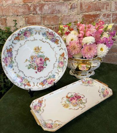 Limoges tallerkener med blomstermønster