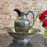 Antique silver plated pitcher and wash basin set by Reed and Barton