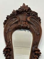 Ozolkoka sienas spogulis ar krāšņiem ziedu kokgriezumiem — Jūgendstilā (Antique Oak Wall Mirror with Floral Carvings in Jugendstil) (4137) - Image 8