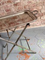 Antīks apsudrabots servējamais galdiņš ar lielu paplāti un statīvu — Bīdermeijera stilā (antique silver butler tray table) (6612) - Image 3